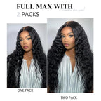 Deep Wave Clip in Hair Extensions Real Human Hair 2 Pack 240g Seamless Clip in Hair Extensions for Women Full Max with 18Pcs PU Thin Weft 18inch Natural Black