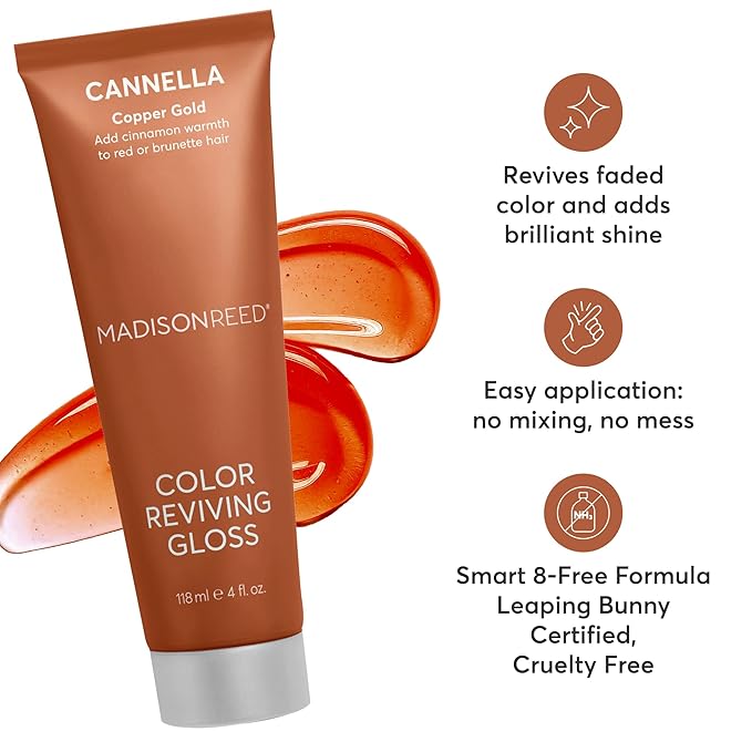 Madison Reed Color Reviving Gloss, Cannella - Copper, Semi-Permanent Hair Dye, Enhances Hair Color & Corrects Tone, Adds Brilliant Shine, Keratin & Argan Oil, 4 Fl Oz (118 mL)