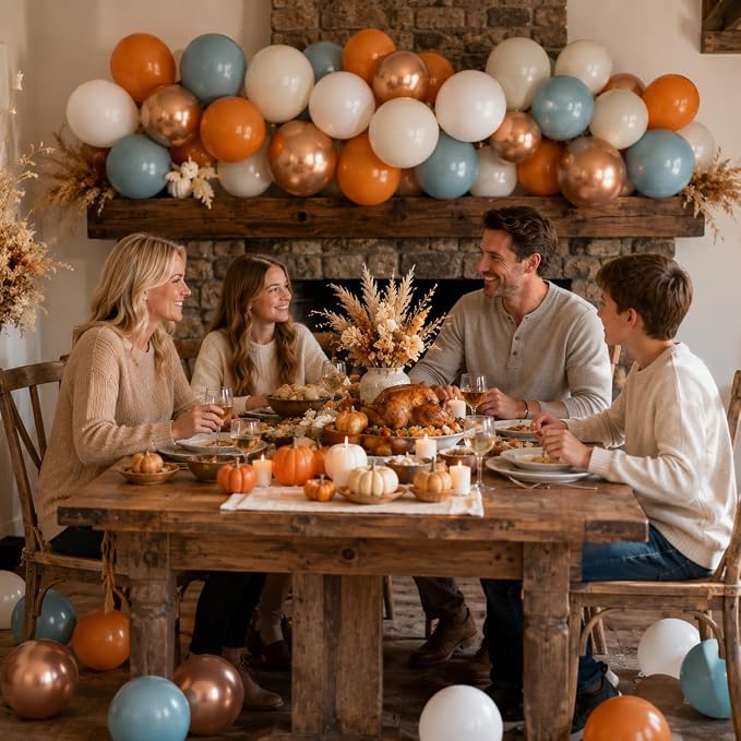 Orange and Blue Balloons, 12 Inch Burnt Orange Dusty Blue Copper Balloon | - Image 3