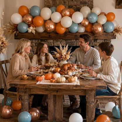 Orange and Blue Balloons, 12 Inch Burnt Orange Dusty Blue Copper Balloon | - Image 3