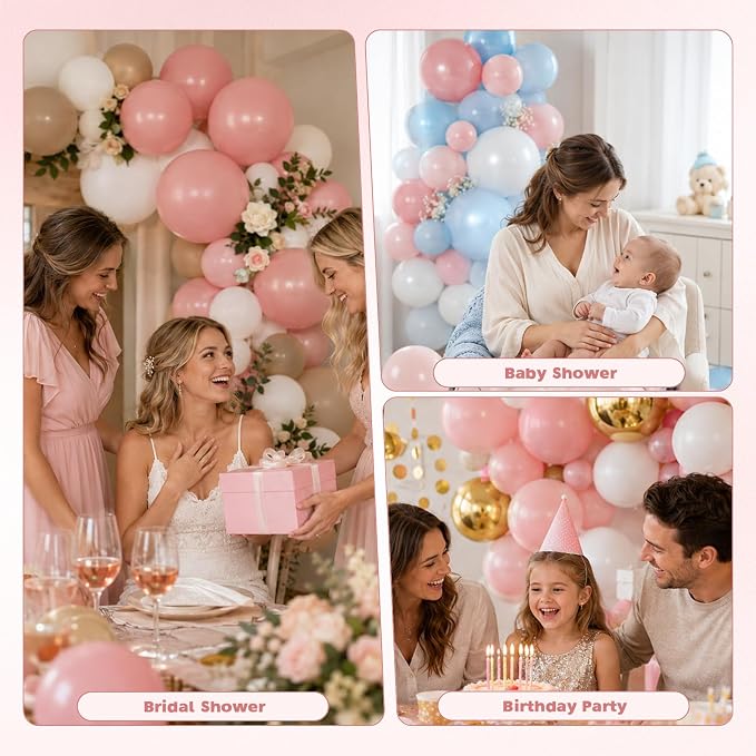 Dusty Pink Balloons, 12 Inch Boho Pink Latex Party Balloons - Image 4