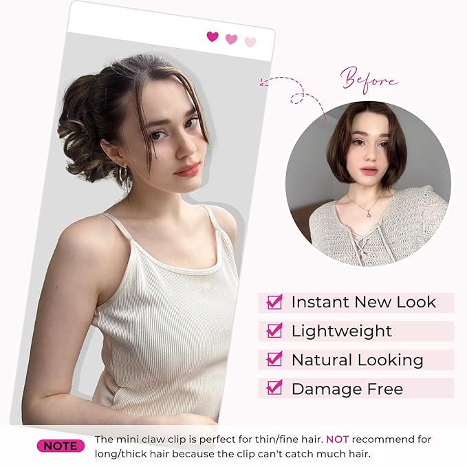 REECHO 9" Short Ponytail Extension, Classic Loose Curly Wavy Claw Clip Pony tails Hair Extensions HP001 Hairpieces for Women - Natural Blonde with Highlights
