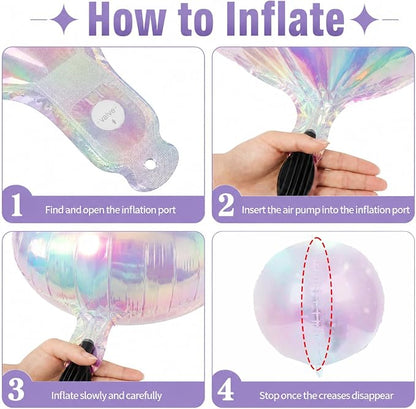 15 Pcs Iridescent Round Foil Balloons, 22/15/10 Inch 4D Ball Balloons Clear - Image 3