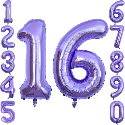 Purple Number 16 Balloon 40 Inch, Large Metallic Lavender Mylar Foil 16 Balloons by Unknown