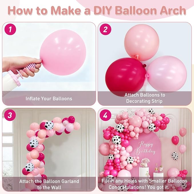 Pink Cow Print Ballon Garland Arch Kit - Image 3