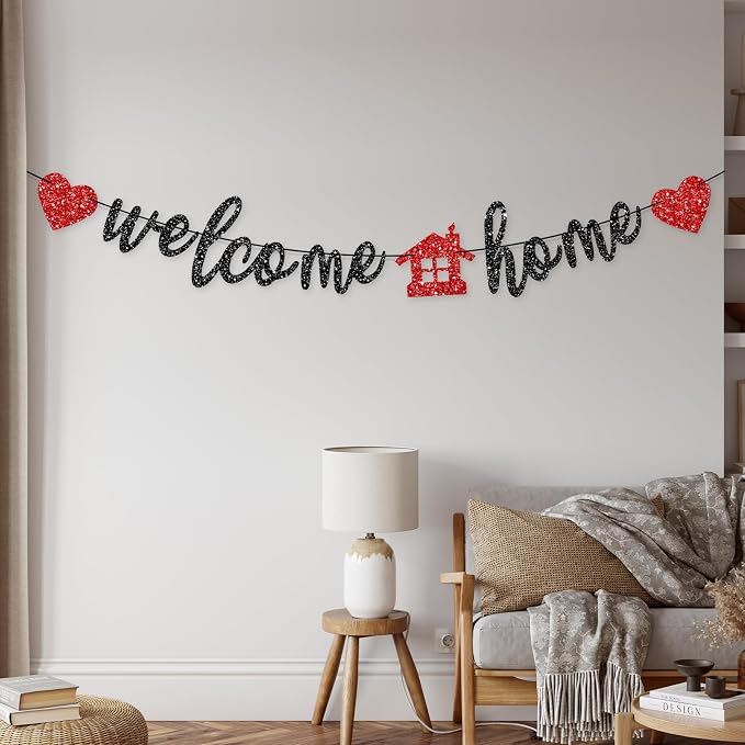 Pre-Strung Welcome Home Banner, Real Glitter Welcome Home Sign Decorations - Image 7