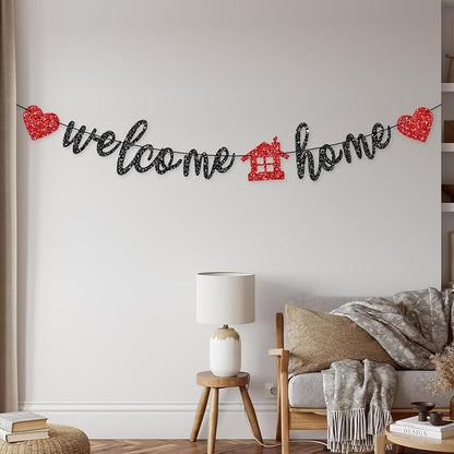 Pre-Strung Welcome Home Banner, Real Glitter Welcome Home Sign Decorations - Image 7