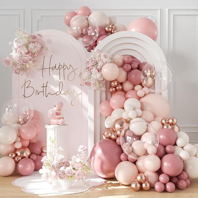 Dusty Rose Balloon Arch Kit for Mothers Day Bridal Shower Decorations | 126Pcs by CROSSFINGERS