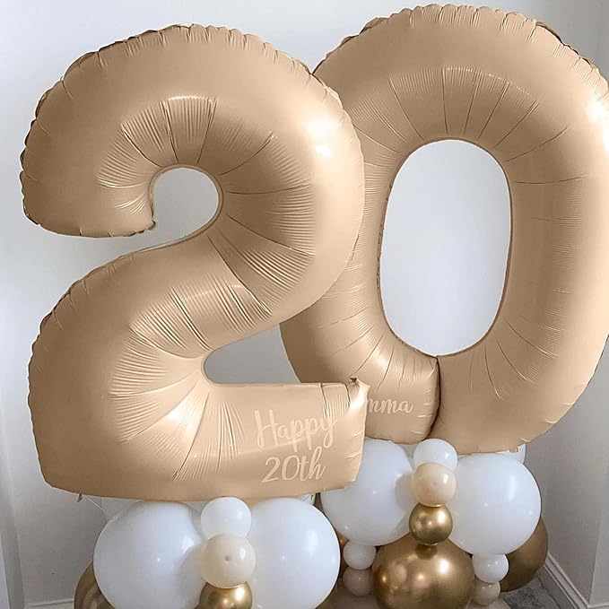 Nude 0 Balloons, 40 Inch Large Tan Foil Number Balloons Set 0-9, Self Inflating - Image 3