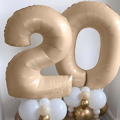 Nude 0 Balloons, 40 Inch Large Tan Foil Number Balloons Set 0-9, Self Inflating - Image 3