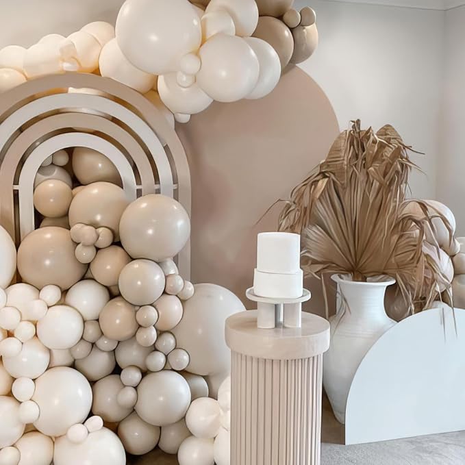 White Nude Double Balloons, Neutral Balloons Double Stuffed Beige Balloons - Image 3