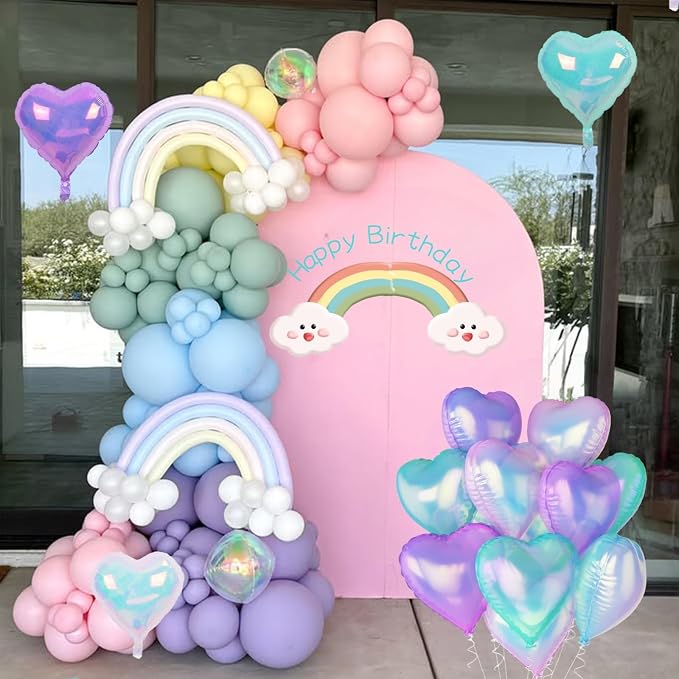 Iridescent Heart Balloons, Gradient Iridescent Pink Purple Green Balloon - Image 5