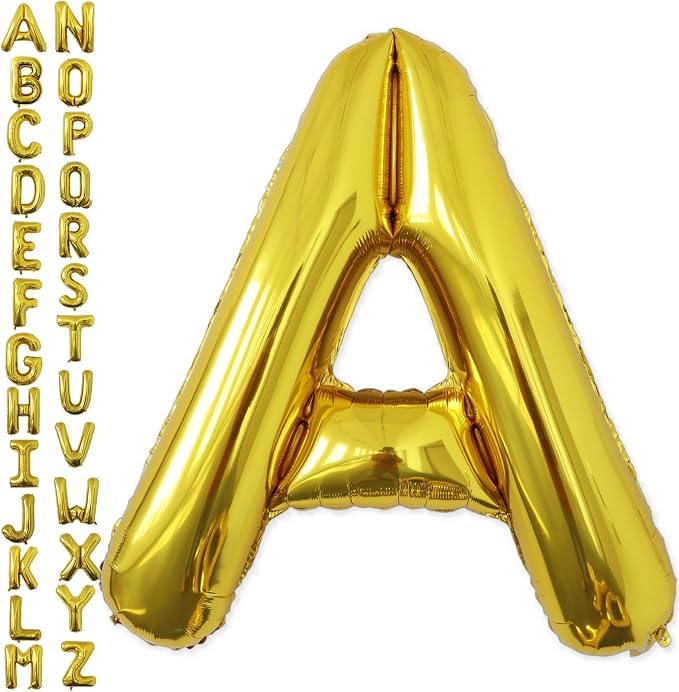 VHUWE 40 inch Gold Letter A Balloon, Big Size Alphabet Foil Mylar Helium by VHUWE