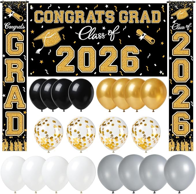 WOHOHOHO 23Pcs Graduation Decorations 2026 Set, Class of 2026 Backdrop by Unknown