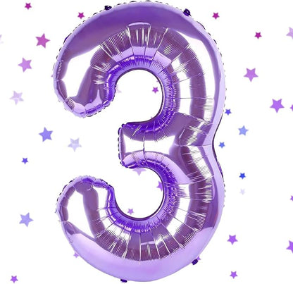 Purple Number Balloons, 40 Inch Purple Balloon 3.3 Helium Balloon 3th Birthday by Yeodong