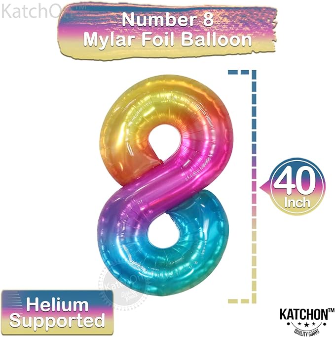 KatchOn Giant Rainbow Number 8 Balloon - Image 2