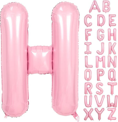 Pink Letter H Balloons, 40 Inch H Letter Balloon Light Pink, A to Z Alphabet by Adorely