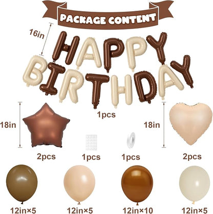 Cream Brown Birthday Decorations - Image 2