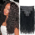 Seamless Curly Clip in Hair Extensions Real Human Hair Brazilian Virgin Human Hair Clip in Extensions 8Pcs Seamless Clip ins for Black Women with 18Clips PU Skin Weft 120g 22inch Natural Black