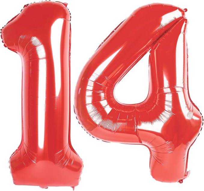 14 Balloon - Red Birthday Number Balloons, 40 Inch Decorations Men Women | Red by ALPHADELTAPI