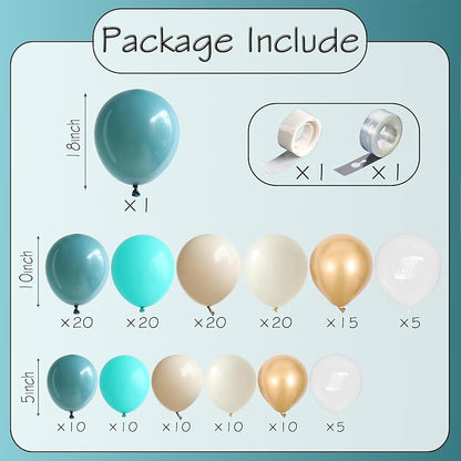 158PCS Teal Balloons Arch Garland Kit, Teal Birthday Party Decorations | - Image 2