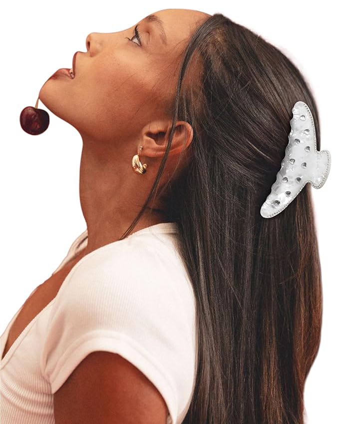 HAIMEIKANG Large Acetate 4 Inch Hair Claw Clip for Women - French Style Hair Claws for Thick Hair with Non-Slip Teeth, Hair Accessories for Updos, Buns & Ponytails