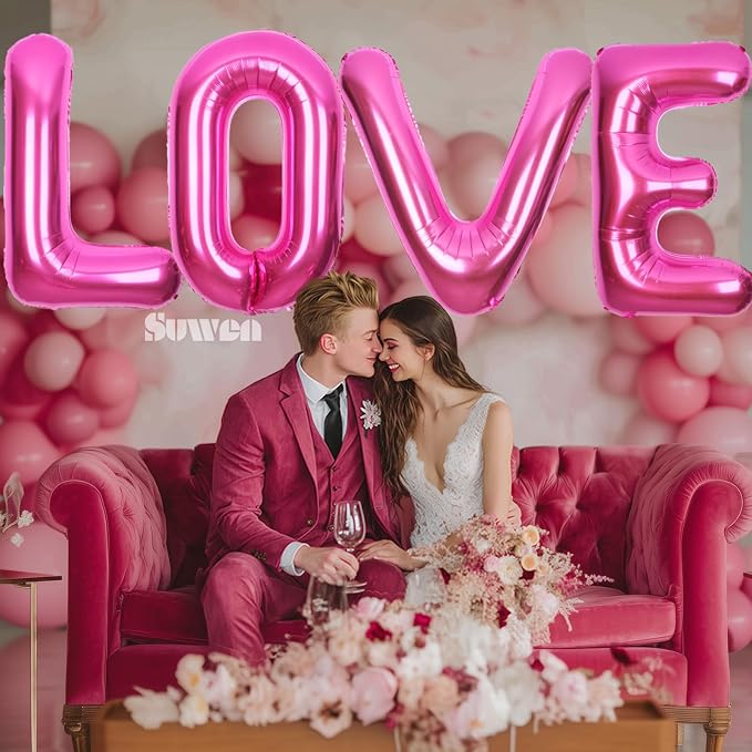 SUWEN 40 Inch Hot Pink Large D Letter Balloons Big Foil Helium Letter A-Z | - Image 3