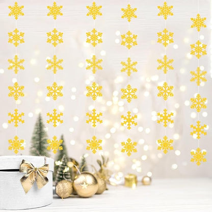 Gold Snowflake-Snow Christmas Party-Decorations Garland - Image 7
