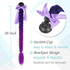 SEGO 1PCS/2PCS Helmet Pigtail Braids with Detachable Suction Cup Bowknot Ponytail Hair Many Colors (Helmet not Included)