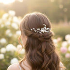 2PCS Pearl Wedding Hair Comb, Rhinestone Pearl Hair Accessories Crystal Hairs Pieces Bridal Hairs Clips for Women and Brides Bridesmaid
