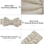 Casoty 6 Pcs Spa Headbands, Hair Holder for Washing Face, Soft Coral Fleece Facewash Headband, Bow Hair Bands, Beauty Headbands for Face Washing Shower Skin Care Yoga