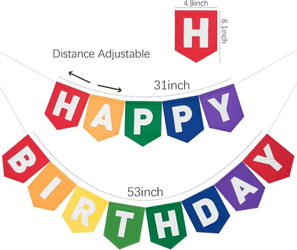 Felt Red Orange Yellow Green Blue Purple Happy Birthday Banner Birthday - Image 7