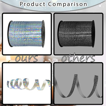 500 Yards Sliver Laser Curling Ribbon, 1/5" Holographic Curly Ribbons, Curling - Image 4