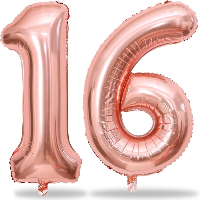 Rose Gold 16th Birthday Balloons by Lingqiang