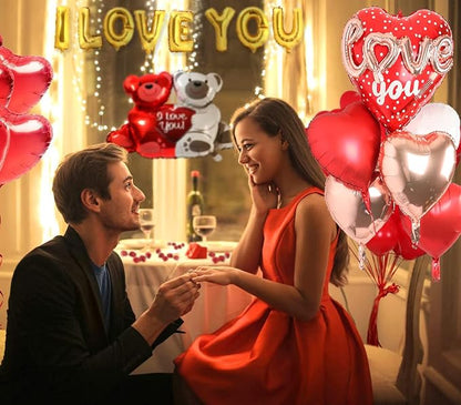 Red Heart Shape Rose Gold Love You Balloons Pack Of 6 Foil Helium Mylar Balloons - Image 7