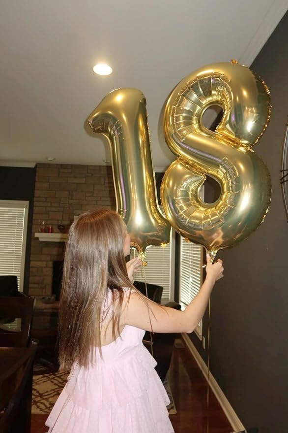 Light Gold Number 1 Balloon 40 inch, Balloon numbers party supplies, deco photo - Image 6