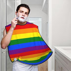 Non-Stick Beard Shaving Bib, Hair Catcher Apron with Suction Cups, Waterproof Grooming Tool for Men Husband, LGBT Pride Flag Rainbow Shave Bib