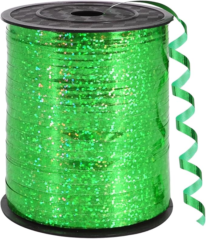 BEISHIDA 500 Yards Green Crimped Curling Ribbon Balloon String, Shiny Metallic by Beishida