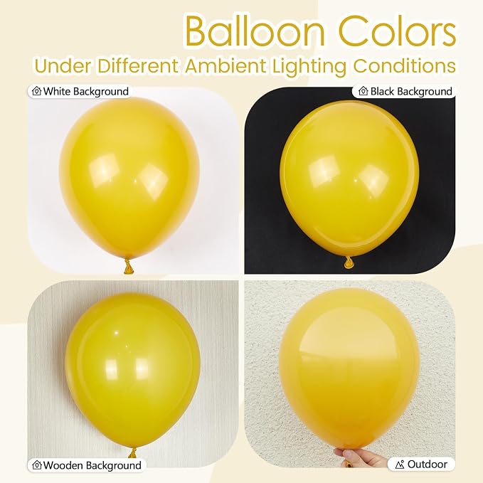 Mustard Yellow Balloons 12 inch, Mustard Yellow Latex 50pcs Party Balloons | - Image 4