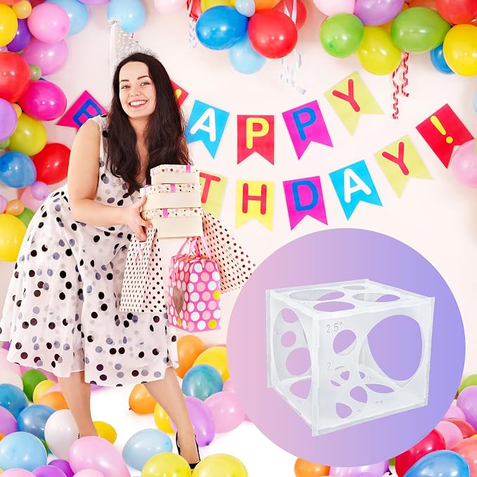 Auihiay 18 Holes Balloon Sizer Box Cube, 2-10 Inch Balloon Sizer | Collapsible - Image 7