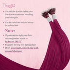 YoungSee Nano Beads Hair Extensions Magenta 18 Inch Nano Extensions Human Hair Burgundy Nano-Ring Hair Extension Remy Human Hair Colored Real Hair Cold Fusion 1g/s 25g 25s for Style Enhancement