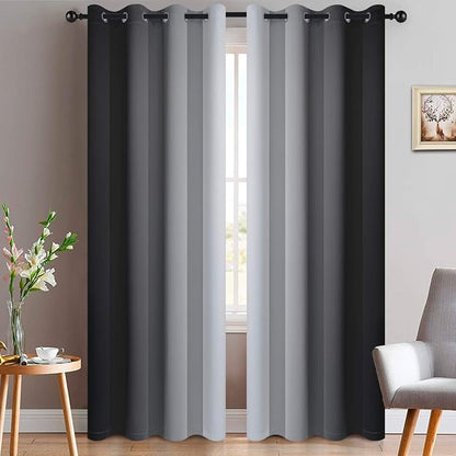 Yakamok Ombre Curtains Black and Greyish White by Yakamok