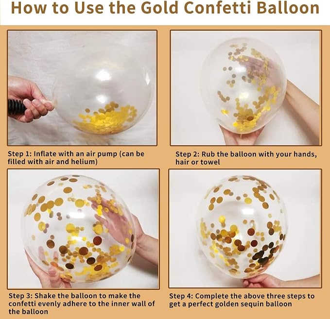 Zesliwy Gold White Sand Confetti Balloons, Party Decor | Beige Gold Nude - Image 3
