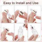 20 Pack 50ml Frosted Glass Dropper Bottles for Essential Oils, 1.7oz Eye Dropper Bottles with Rose Golden Caps for Travel, Large Empty Glass Tincture Vials with Droppers, Funnels & 20 Labels