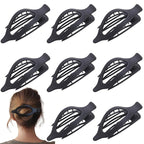 8 Pack Flat Black Hair Clips for Women – Large Matte No-Slip Flat Black Claw Clips for Thick & Thin Hair, Strong Hold French Styling Accessories