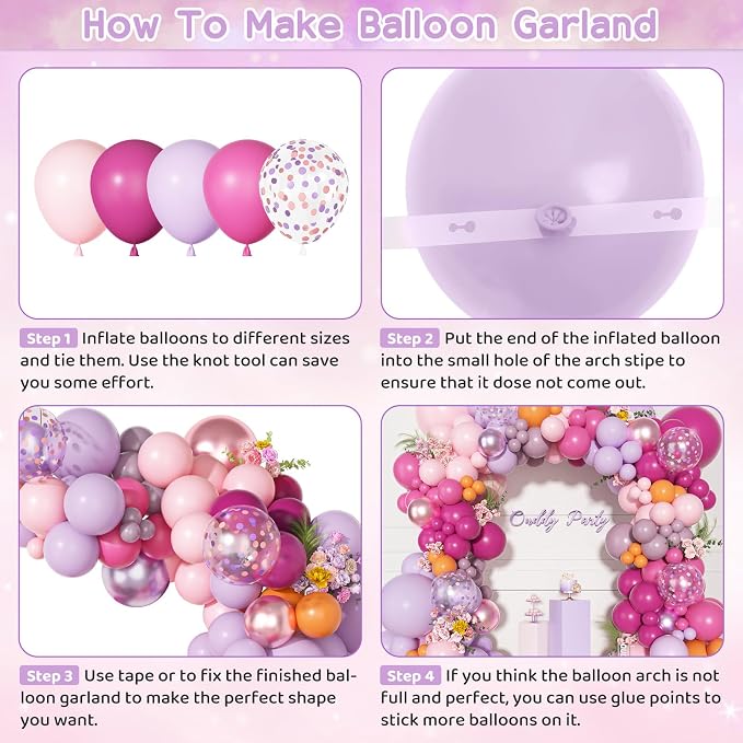 Ouddy Party Pink Purple Balloons Garland Arch Kit 18 12 10 5 Inch | Different - Image 4