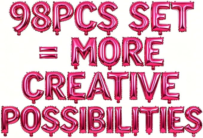 98 Pcs Hot Pink Letter Balloons, Custom 3 Set A-Z Set by GOGAKIE