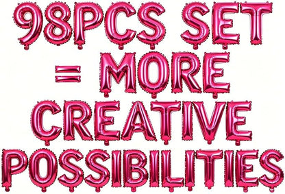 98 Pcs Hot Pink Letter Balloons, Custom 3 Set A-Z Set by GOGAKIE
