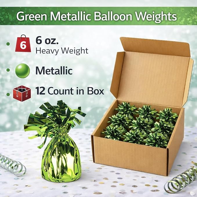 Metallic Plastic Wrapped Balloon Weights Party Decorations 12 Pcs - Image 2