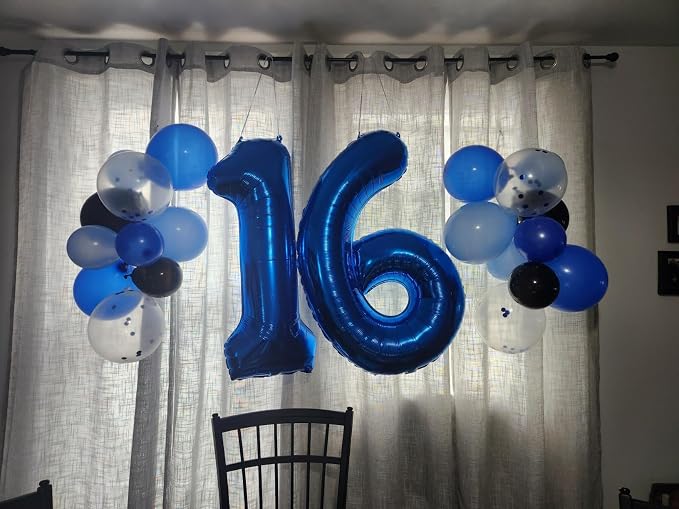 7 Balloon Numbers Birthday Decorations, 40In Navy Blue Balloons - Image 3